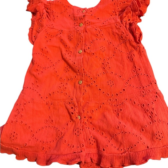 Zara Baby Girl Red Eyelet Lined Dress Button Back Size 12-18mo‎ - Picture 2 of 3